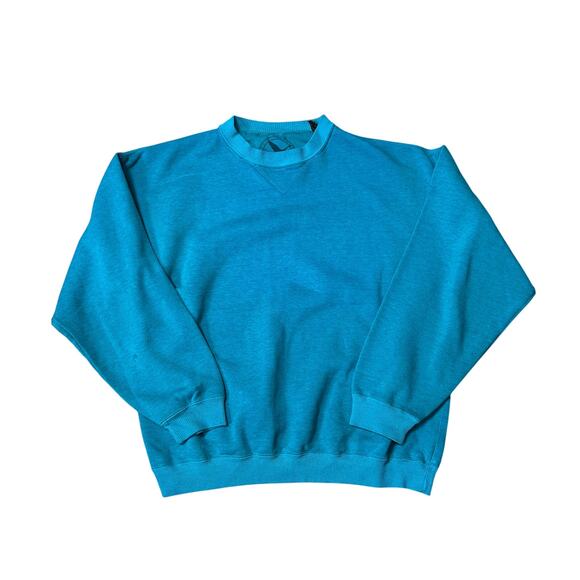 90s Vintage Eddie Bauer Crewneck Sweatshirt Teal Green Medium Fisherman Gorpcore - Picture 1 of 6